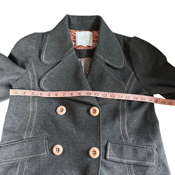 Ett:twa by Anthropologie Gray Coat Size 6 Double Breasted Cropped Boho Twee - Picture 5 of 6